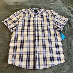 Cody James Short Sleeve XL Plaid Button Western Cowboy Collar Red White Blue NWT